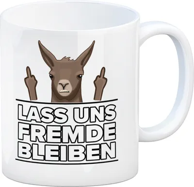 Produktbild von Lass uns Fremde bleiben mit Lama Kaffeebecher