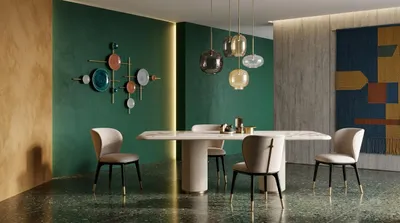 Productafbeelding van Stijlvolle beige eethoekset: eettafel, stoelen, eethoekmeubilair, designmeubels