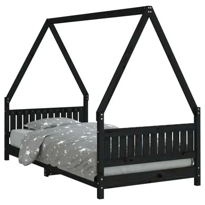 Immagine prodotto di vidaXL Letto per bambini nero 90x190 cm in legno di pino massiccio