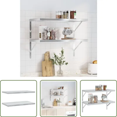 Immagine prodotto di The Living Store Mensole a muro 2 pz. 75x40x3 cm acciaio inox argento
