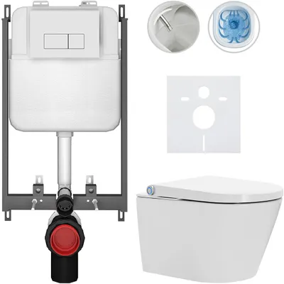 Immagine prodotto di Water WC sospeso con bidet Cronus Standard - bianco lucido - pulsante Prime/Modulo, bianco - da incasso - 59,3x38,4 cm