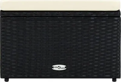 Immagine prodotto di Sgabello con cuscino in poly rattan 53×53×30 cm nero