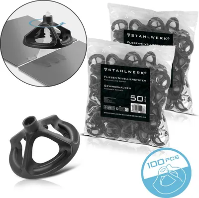 Produktbild von STAHLWERK Fliesen-Nivellier-System 100-teilig / Wiederverwendbare Gewindehauben