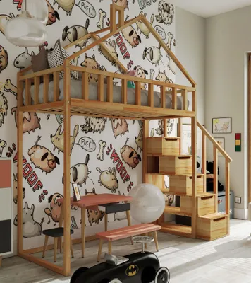 Produktbild von Hochbett mit Treppe, Höhe 150 cm – Nikola 200x90 cm