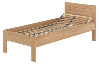 Produktbild von Zeitloses Einzelbett 90x200 Buche massiv lackiert mit Zubehör V-60.26-09Federholzrahmen inkl.