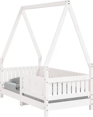 Image de vidaXL Lit d'enfant blanc 70x140 cm pin massif