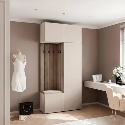 Image de Vestiaire Aria 10 112 cm Cachemire Rembourré Taupe Soft-Close Push-to-Open