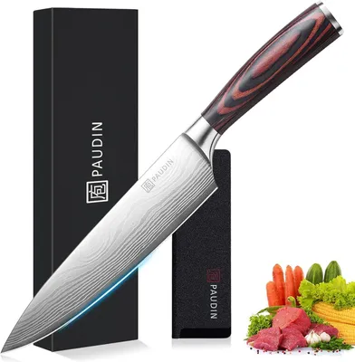 Obrázek produktu pro Kuchařský nůž PAUDIN N1 - 20 cm - Japonský kuchyňský nůž - Extrémně ostrý profesionální nůž - Kuchařský nůž - Užitkový nůž