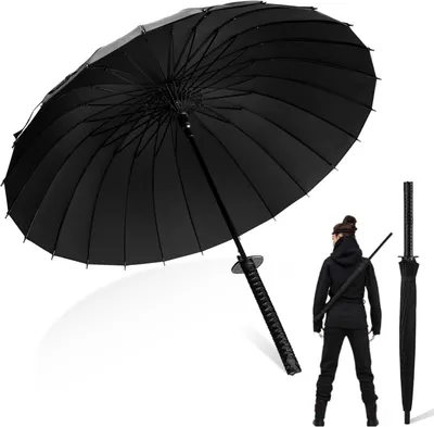 Produktbild von Samurai Katana Regenschirm Sturmfest Langgriff 24 Rippen