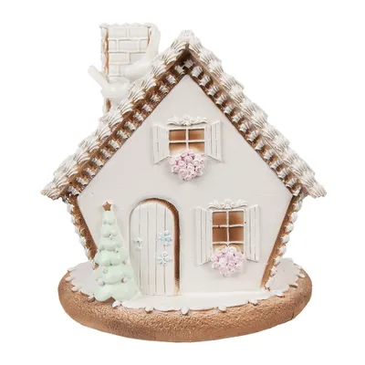Zdjęcie produktu dla Clayre & Eef Domek z piernika z diodą LED 17 cm Biały polyresin