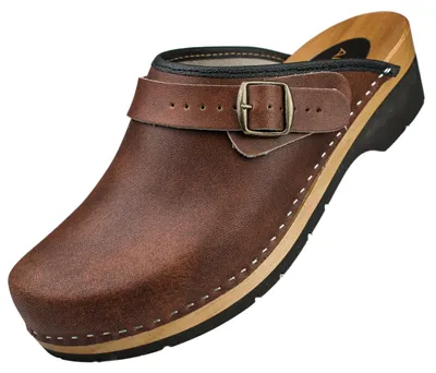 Obrázek produktu pro Dřevěné dřeváky pro muže, vyrobené z pravé kůže, s ergonomickými podrážkami