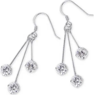 Produktbild von 925 Sterling Silber Ohrhaken Ohrringe mit hängenden Zirkoniasteinen