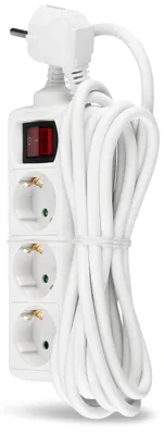 Zdjęcie produktu dla REV 0512313555, 3 m, Wewnętrzna, 1,5 mm², Biały, 3 x gniazdo sieciowe, 250 V