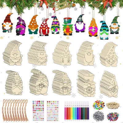 354 Holz-Weihnachtsanhänger zum Bemalen, DIY-Bastelset, M2