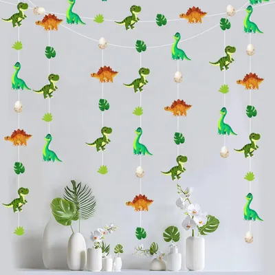 Dinosaurier Papiergirlanden Set aus 2 für Kindergeburtstag
