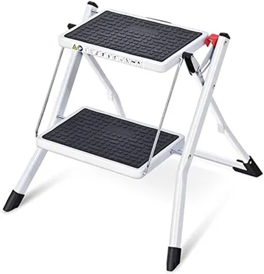 Productafbeelding van PromoHome® Opklapbare trap - Compacte opstapkruk met veiligheidsplatform, 2 treden, draagvermogen 150 kg