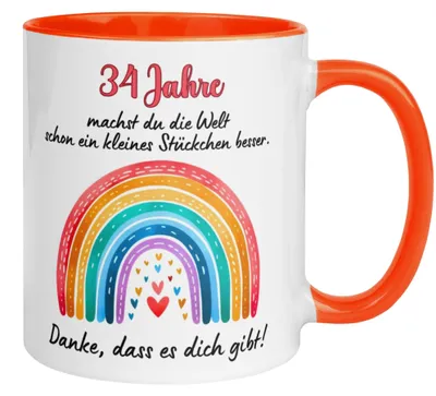 Produktbild von Tasse 34. Geburtstag Frau – „Du machst die Welt ein kleines Stückchen besser“ – Geschenk zum Geburtstag Frauen