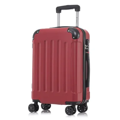 Produktbild von Koffer Trolley Reisekoffer Suitcase, Rollkoffer Handgepäck ,mit 4 Rollen360°, Hartschalenreisekoffer, Zahlenschloss, Weicher Gummigriff(M , Rot)