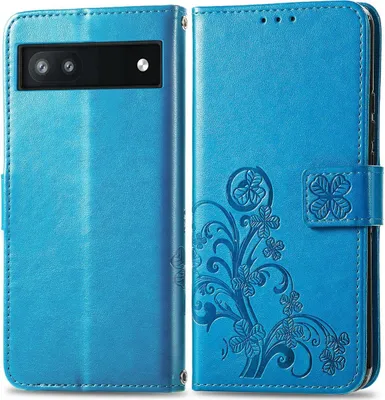 Produktbild von Mobigear Clover  Google Pixel 6a Hülle Klapphülle Geldbörse - Blau