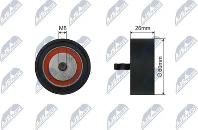 Produktbild von NTY RNK-RE-039 Spannrolle Keilrippenriemen 60mm für RENAULT MASTER II Kasten (FD) MASTER II Pritsche/Fahrgestell (ED/HD/UD) MASTER II Bus (JD)