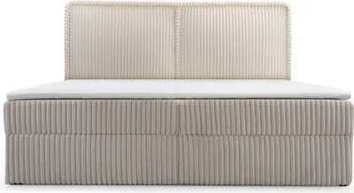 Produktbild von MOEBLO Boxspringbett Bett 04 – Boxspringbett aus Cord, Polsterbett Kontinentalbett Doppelbett mit Bonell-Matratze, Topper und Bettkasten (gepolstertes Kopfteil, Boxspring) - 160 x 200 - Ambience 02 Creme
