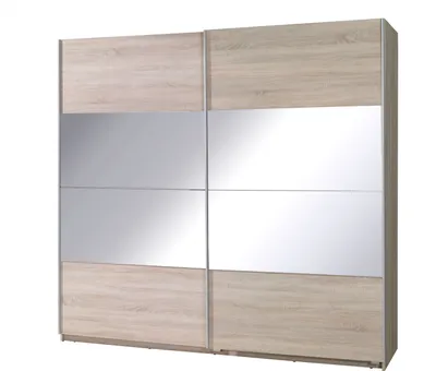 Produktbild von Kleiderschrank 225 cm mit Spiegel FOSSTON 2 - Sonoma-Eiche