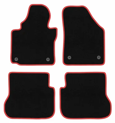 Produktbild von Fußmatten Velours Schwarz/Rot für Volkswagen Caddy 2K FL 2010-2015 Set 4-tlg