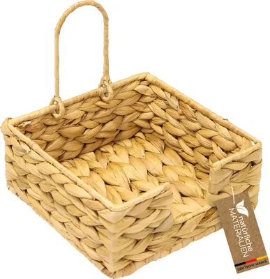 Produktbild von HMF Serviettenhalter geflochten aus Wasserhyazinthe, Serviettenständer mit Sicherungsklemme, 19 x 19 x 8 cm