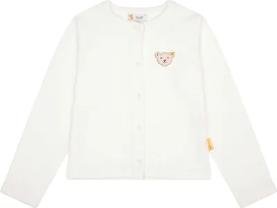 Produktbild von Steiff Mädchen Strickjacke - Teddy-Applikation, Rundhals, Knopfleiste, Baumwolle Natur 92