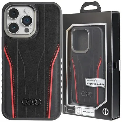 Produktbild von Audi Genuine Leather MagSafe iPhone 15 Pro 6.1"  hardcase AU-TPUPCMIP15P-R8/D3-RD Schutzhülle