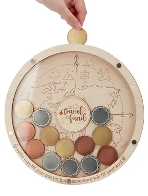 Produktbild von Dekorativer Münzhalter, personalisierte 28-cm-Münzbox, Münzvitrine aus Holz, Wanddekoration für Sammlermünzen, Souvenirbox für Reisebegeisterte, Geschenk für Sammler, Spar-Accessoire, Dekoration