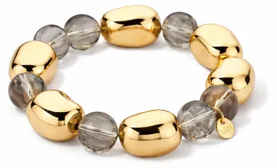 Produktbild von Perlenarmband Goldfarbene Grau Transparente Organische Perlen Biba  (de)
