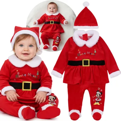 Produktbild von Disney Minnie Maus Baby-Set für Mädchen, weiches Weihnachts-Kostüm, festliches Outfit-Set 50