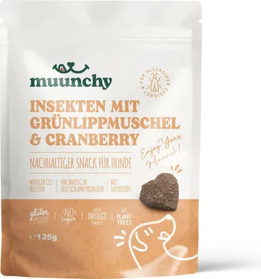 Produktbild von Nachhaltiger Snack für Hunde 125g | Insektensnack mit Cranberry & Grünlippmuschel