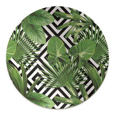 Obrázek produktu pro Kulatá ochranná podložka pod podlahu - Ochranná podložka pod židli - Podložka pod podlahu - 140x100 cm - Geometrické listy
