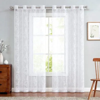 Immagine prodotto di Tende trasparenti in organza - Eleganti per il soggiorno - Set da 2 - Bianco - 150 x 225 cm
