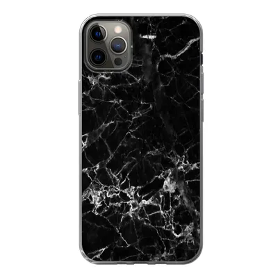 Produktbild von MuchoWow® Handyhülle Schutzhülle Hülle für iPhone 13 Pro Max Marmor - Stein - Schwarz Silikon Softcase Handy Hülle - Mobiltelefon