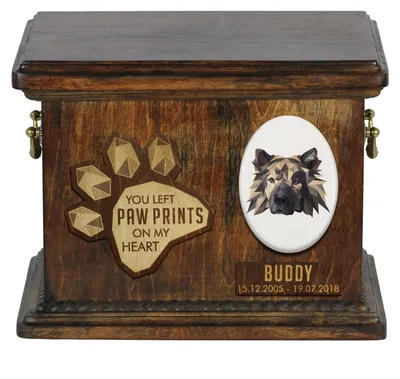 Obrázek produktu pro Euroasijský pes - Urna na popel psa, personalizovana urna s rytinou, pametni krabice na popel psa znacky Art-Dog