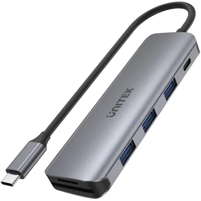 Image de Unitek USB HUB 1x SD 1x USB-C 1x microSD + 3x USB-A 3.1 Gen1 (H1107C)