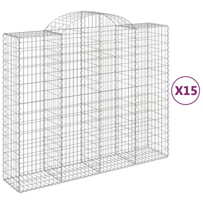 Produktbild von Gabionen mit Hochbogen 15Stk. 200x50x160/180cm Verzinktes Eisen