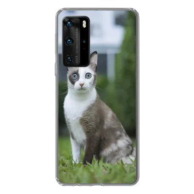 Produktbild von MuchoWow® Handyhülle Schutzhülle Hülle für Huawei P40 Pro Katze - Siamese - Gras - Mädchen - Kinder - Jungen - Kind Silikon Softcase Handy Hülle - Schutz