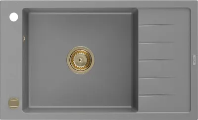 Immagine prodotto di Mexen Elias lavello in granito a 1 vasca con sgocciolatoio 795 x 480 mm, grigio, sifone dorato - 6511791005-71-G
