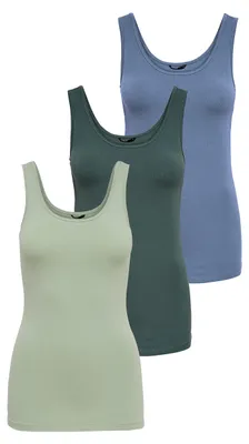 Produktbild von ONLY Damen Onllive Love Tank TOP 3-Pack, Desert Sage/Balsam Green/CHI, XL
