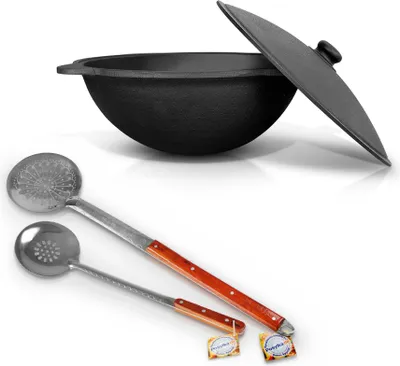 Produktbild von Schaumlöffel Gusseisen Kazan 16L Uzbekisch Plov Kochtopf WOK Namangan Asia
