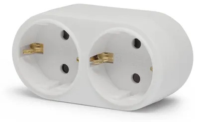 Produktbild von 2-fach Wandsteckdose mit Erdung - Wandverteiler mit 2 Steckdosen - Geerdet und kindersicher - Kompakter weißer Steckeradapter für Zuhause und Büro - 16 A, 250 V [05683]