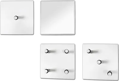 Produktbild von HAKU Wandgarderobe Garderobenset Wandspiegel weiß - Metall, Spiegel, B/H/T: 15x15x6 cm