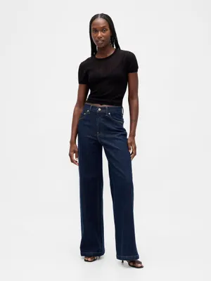 Produktbild von GAP Stride Jeans mit weitem Bein und hohem Bund für Damen, Größe 27 Regular