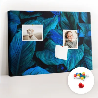 Obrázok produktu pre Korková tabuľa Tabuľa na poznámky Tabuľa na špendlíky - učebná pomôcka 60x40 cm - 100ks farebné kolíkov - Tropická príroda
