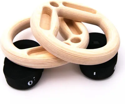 Produktbild von Muscle Power Holz-Klimmringe Multigrip mit 3 Griffvertiefungen