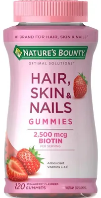 Produktbild von Nature's Bounty Haar Haut & Nägel Gummies 120 Count, Erdbeere